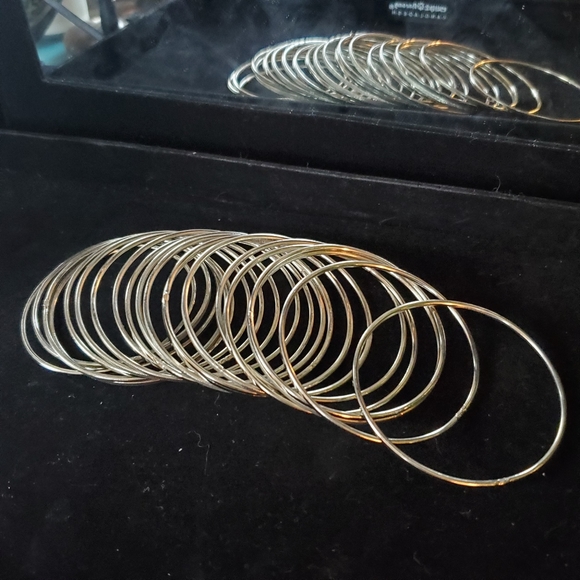 Set of 21 Silver-Tone Bangle Bracelets - Picture 7 of 7